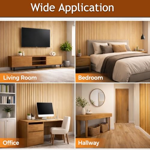 Image of Self Adhesive 3D Wooden Fluted Foam Wall Panel Roll 68 x 280 cm, Waterproof Peel Stick Wall Cladding for Living Room, Bedroom, TV Background Office Cover.