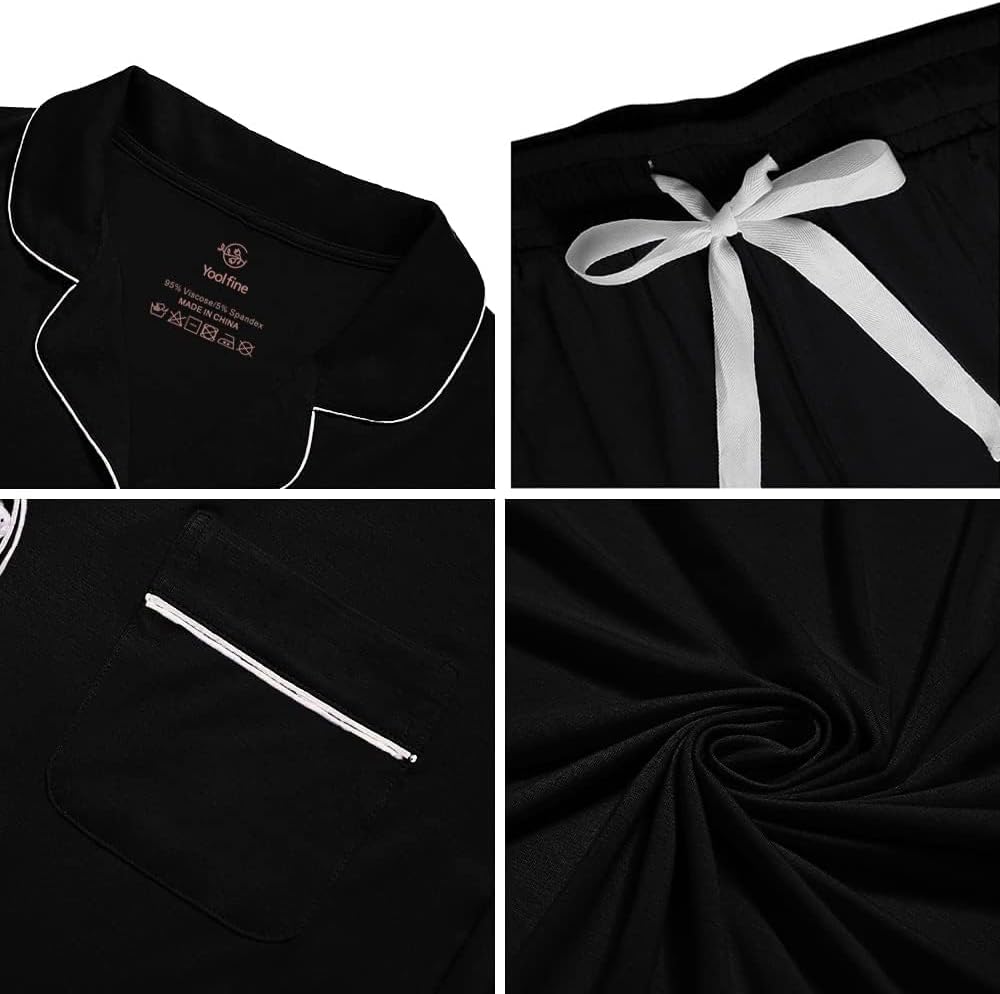 Womens Pajama Sets Short Sleeve Sleepwear Soft Button Down Nightwear Lounge Pj Set XS-XXL - Image 6