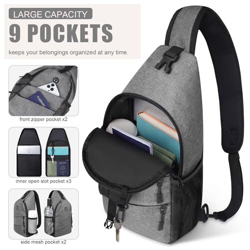Image of Crossbody Bags for Women Men Trendy Sling Bag Bakpack Casual Chest Bag with Convertible Shoulder Strap steel Stainless Steel Paint