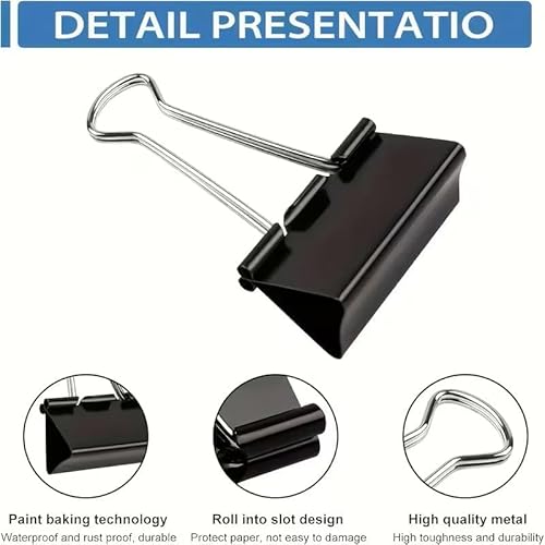 100 Stück Foldback Klammern, 15mm/19mm/25mm/32mm Foldbackklammer Klein Mini Papierklammern Büroklammern Metall Binder Clips Vielzweckklammern für Büro, Schule, Haushalt, Basteln & Werkstatt