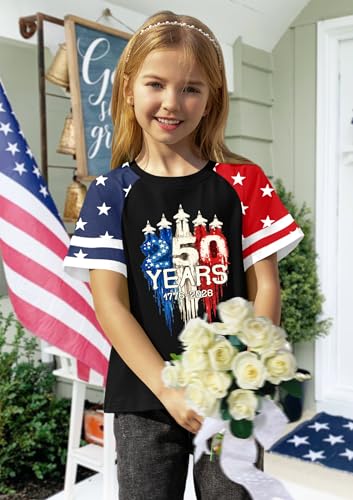 Image of Ithalt Boys Girls USA Shirts Kids 4th of July Shirts American Flag Tshirt Patriotic Top Independence Day Outfit 5-13y