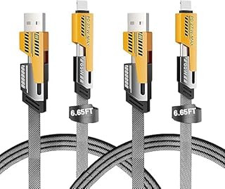 2M Multifunctional 4 in 1 USB Fast Charging Cable with USB A/USB C to USB C/IP Data Transfer Compatible with iPhone/Android/Pad/Other Devices,B 6 Months Warranty