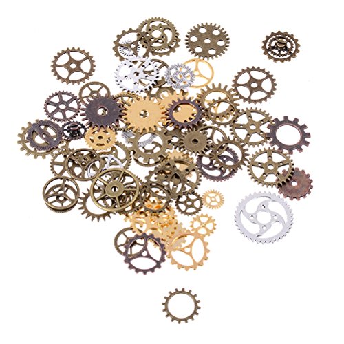 BESTIM INCUK 120 Gram Antique Bronze Vintage Skeleton Keys Steampunk Gears Cogs Charms Pendant Clock Watch Wheel for Jewelry Making Supplies, Steampunk Accessories, Craft Projects (Approx 80pcs) steampunk buy now online