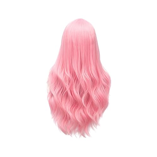 Miniatura 4 de Winshope Peluca larga rosa para niñas y mujeres, ondulada, rizada, para disfraz, cosplay, resistente al calor