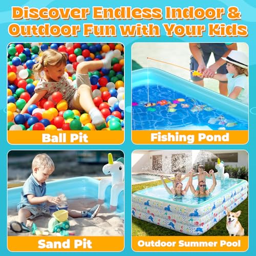 Skirfy Aufblasbarer Pool mit Sprinkler, 300 x 180 x 60 cm XXL Gartenpool, Verdickter Kinderpool für Erwachsene & Kinder, Sommer Outdoor Pool für Garten