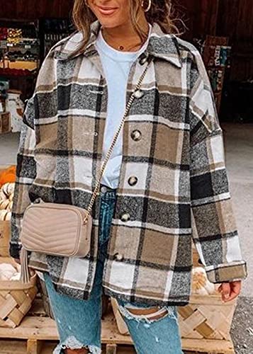 PRETTYGARDEN Women's Fall Clothes Plaid Shacket Jacket Trendy Casual Long Sleeve Button Down Flannel Shirts Fashion Blouse2