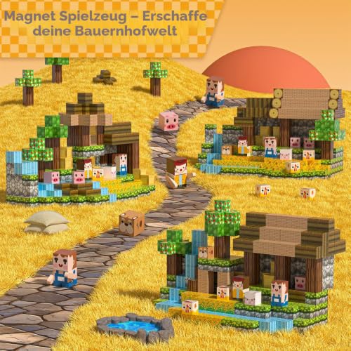 Gryxpox Magnetische Bausteine 100 Teile - Kreative Pixel-Style Blöcke für Kinder 3 4 5 6 7 8 Jahre - Lernspielzeug STEM… – Ansicht 2