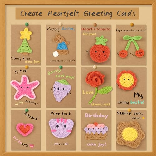Image of Katech Crochet Kit for Beginners Adults & Kids - Greeting Card Beginner Crochet Kit for Adults with Step-by-Step Tutorial Learn to Crochets, Greeting Card Knitting Set for Any Occasion Gifts