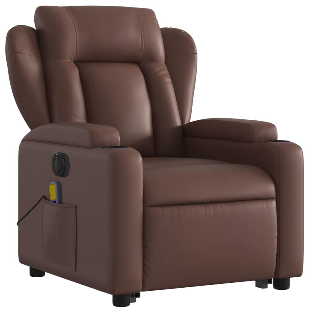 Elektrischer Personensessel, neigbar, braun, Kunstleder, verstellbare Sessel für Wohnzimmer, Aufstehsessel, Relaxsessel (SPU:3204567)
