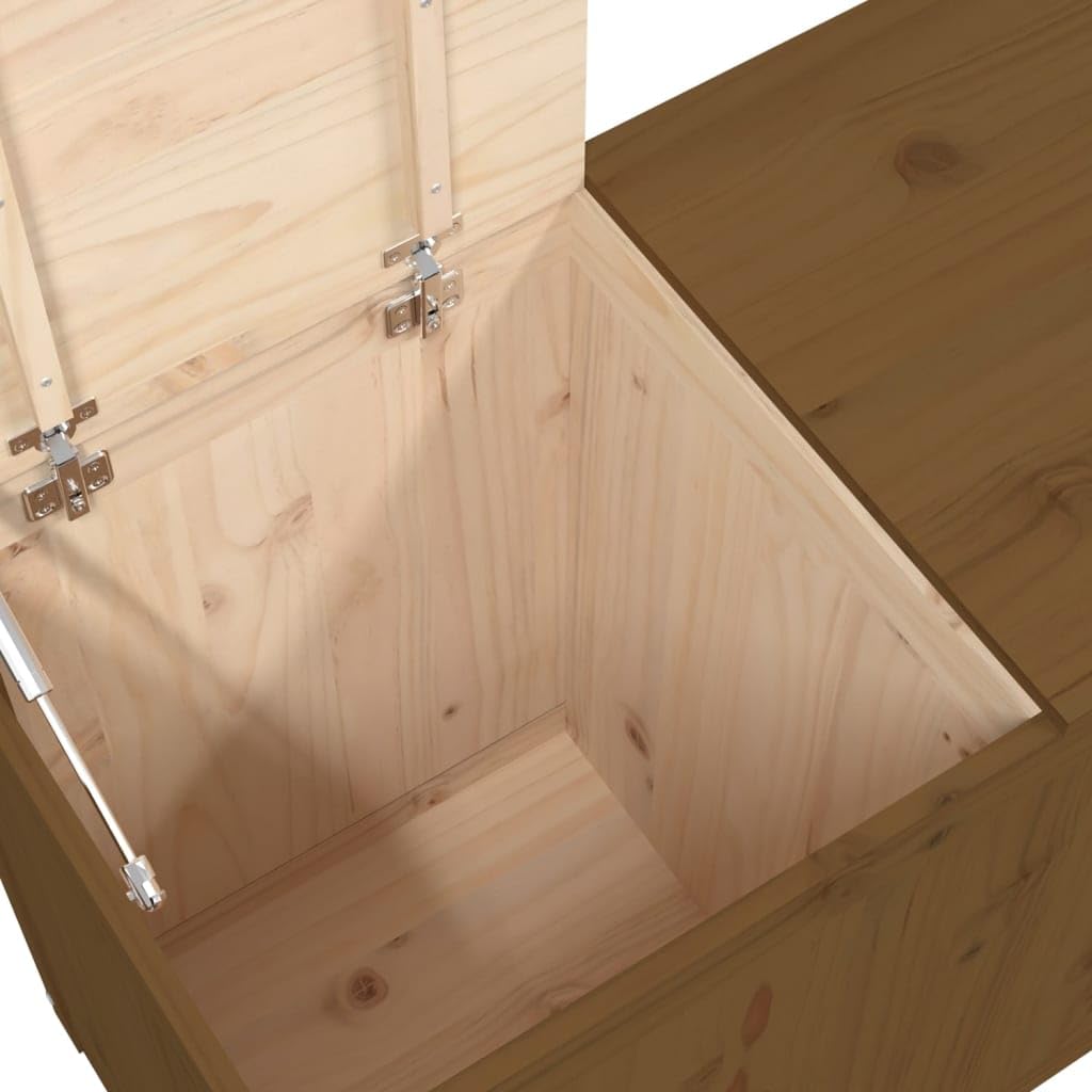 Mangloder Wäschetruhe aus massivem Kiefernholz in Honigbraun, 88,5 x 44 x 66 cm, 2 Fächer, Deckel mit Gasdruckfeder für Badezimmer, Schlafzimmer und Waschküche, Ordnung für Schmutzwäsche und Kleidung