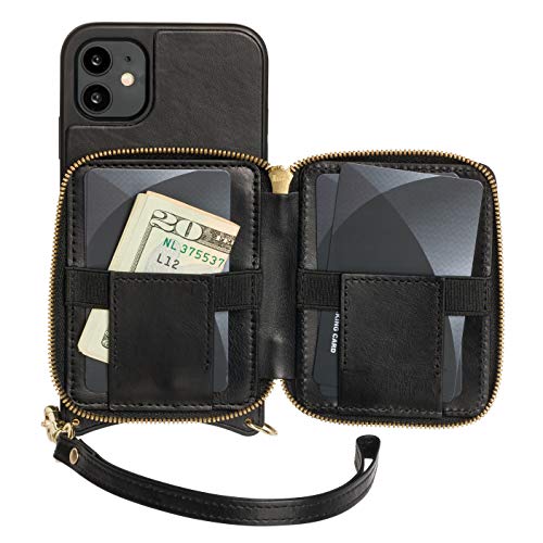 Wilken Crossbody Wallet and Purse Phone Case Compatible with iPhone 11 Pro Max | Includes a Wristlet and Shoulder Strap | Holds Cash and Credit Cards in Leather Zipper Pouch (11 Pro Max, Black)2