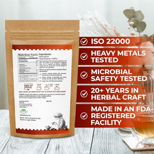 Image of 50 Bags Chaga Tea Chaga Mushroom Tea Herbal (Inonotus Obliquus) - 50 Count 1.5g Bags Herb