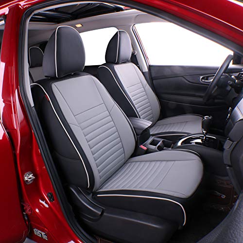 Housses de siège sur mesure pour Nissan Rogue en similicuir noir et gris par EKR