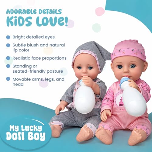 Image of Realistic Baby Doll Playset with Feeding Bottle, Potty, Plate & Utensils - Soft Vinyl Doll for Kids (3+ Years) | Interactive Boy Doll Toy in Cute Outfit Bendable Legs (C10)