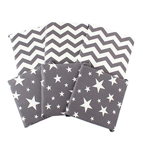 Weichuang 6 Pcs Protector de Cuna Suave Ropa de Bebé Cama Desmontable Parachoque Chichonera de Cuna Cojines Acolchados para Cama de Bebé Estrella + Ola