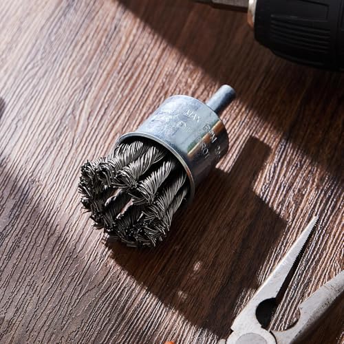 Image of Threlaco 1 Pack 1-1 /8 Inch Twist Knotted Wire End Brush with 1 /4 Inch Shank for Drill, 20000 RPM Max Heavy Duty Carbon Steel Wire Wheel for Die Grinders and Drills, Rust Paint Slag Removal