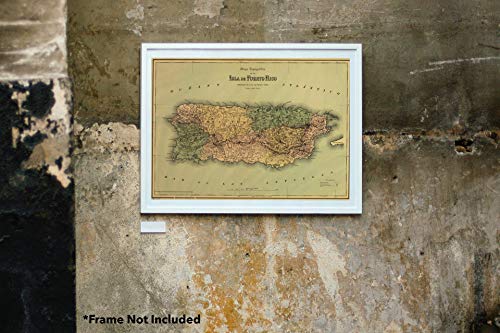 Mapa Topografico De La Isla De Puerto Rico Circa 1886 - Measures 24 Inches X 36 Inches (610 Mm X 915 Mm) #TOP1