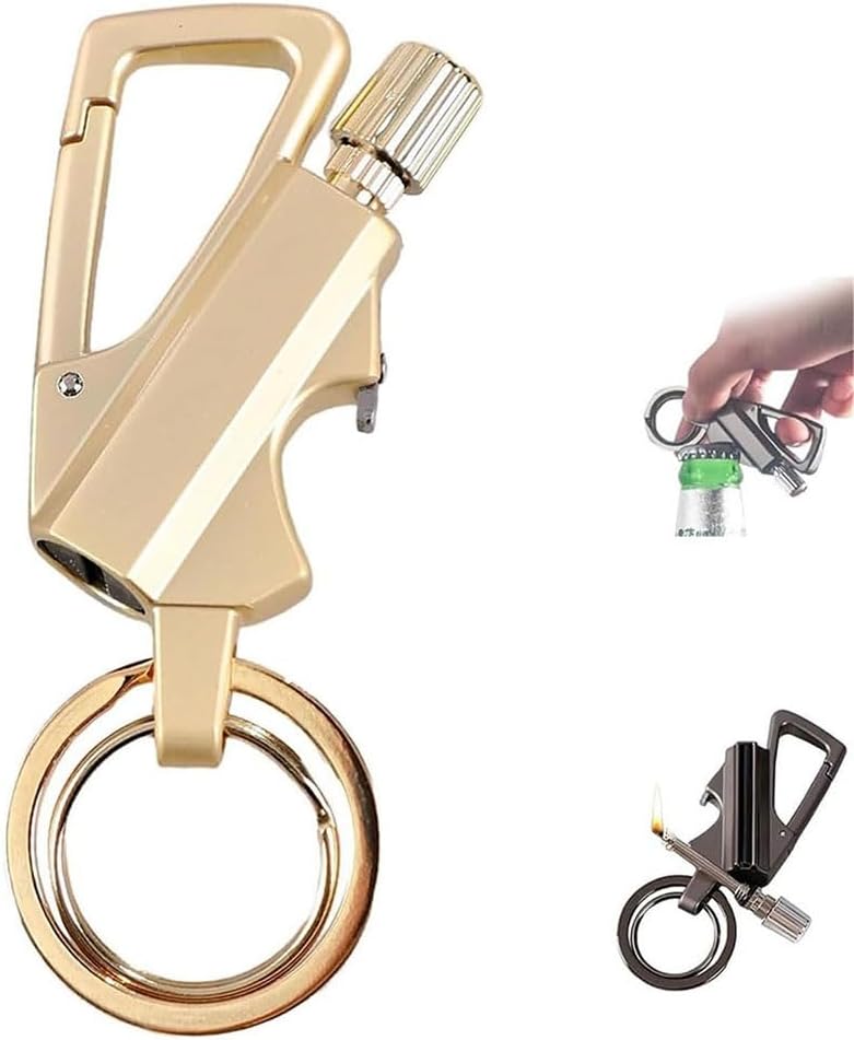 Multitool Permanent Match Lighter with Keychain Bottle Opener,Reusable Waterproof for Camping Grill,Gift for Men(2pack c)