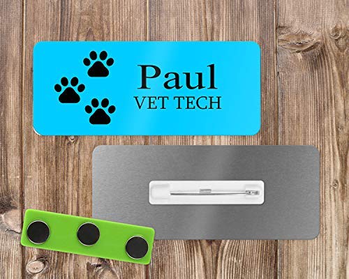 Amazon Com Animal Paw Print Personalized Custom Name Name Badge Magnetic Or Pin Back Plastic Or Aluminum Handmade Products