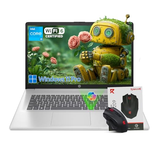 Image of HP 17 Laptop for Business & Study, Intel 8-Core i3 Processor, 17.3 inch Anti-Glare Display, 16GB RAM, 512GB SSD, Windows 11 Pro, AI Copilot, Numeric Keypad, Up to 9 Hours, Fast Charge Kit