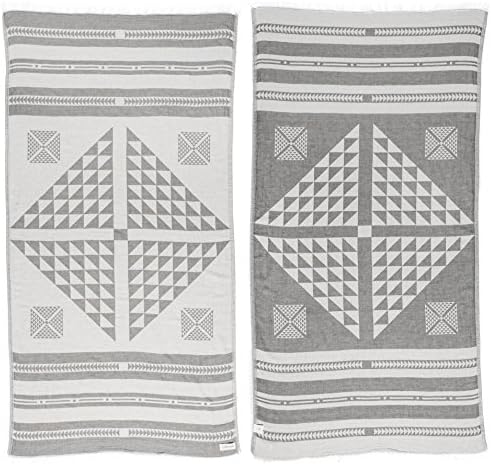 Bersuse 100% Cotton Aruba Dual Layer Turkish Towel - 37x70 Inches, Silver Gray