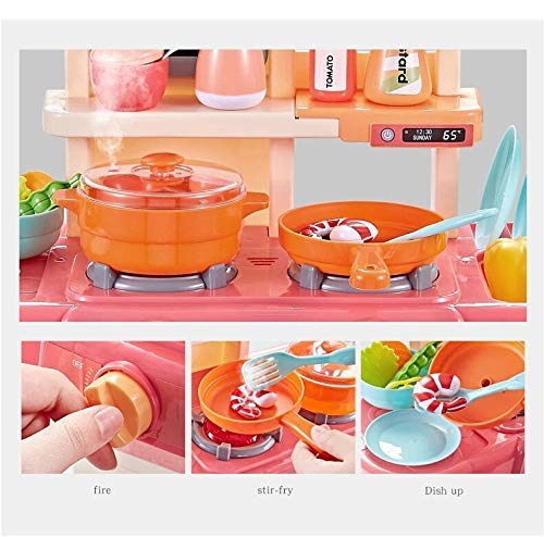 Image of LONGMIRE Kitchen Set for Kids, Big Kitchen Playset with Sound & Light and Cooking Stove, 42 Pcs Toy Kitchen Accessories with Running Water, Pretend Play Cooking Set for Girls Boys Ages 3+