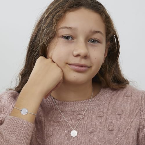 Bracelet chaînette enfant en argent avec médaille gravée