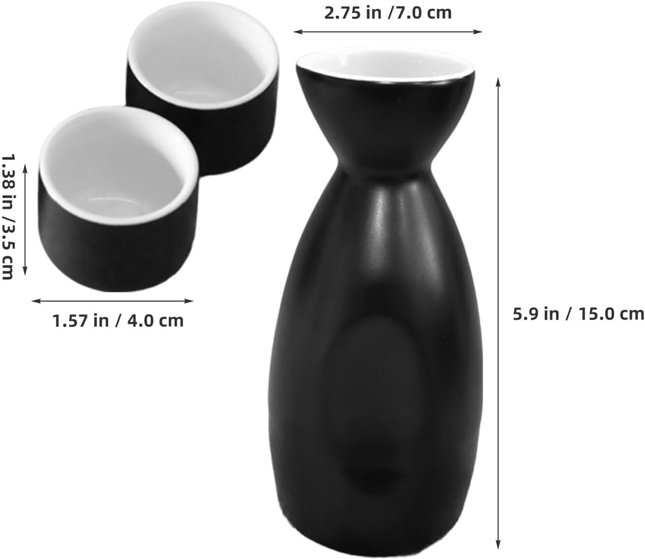 FUOYLOO Japanese Sake Set Ceramic Sake Bottle 6 round Cups Porcelain Traditional Japanese Wine Serving Set with Environmentally Friendly Box
