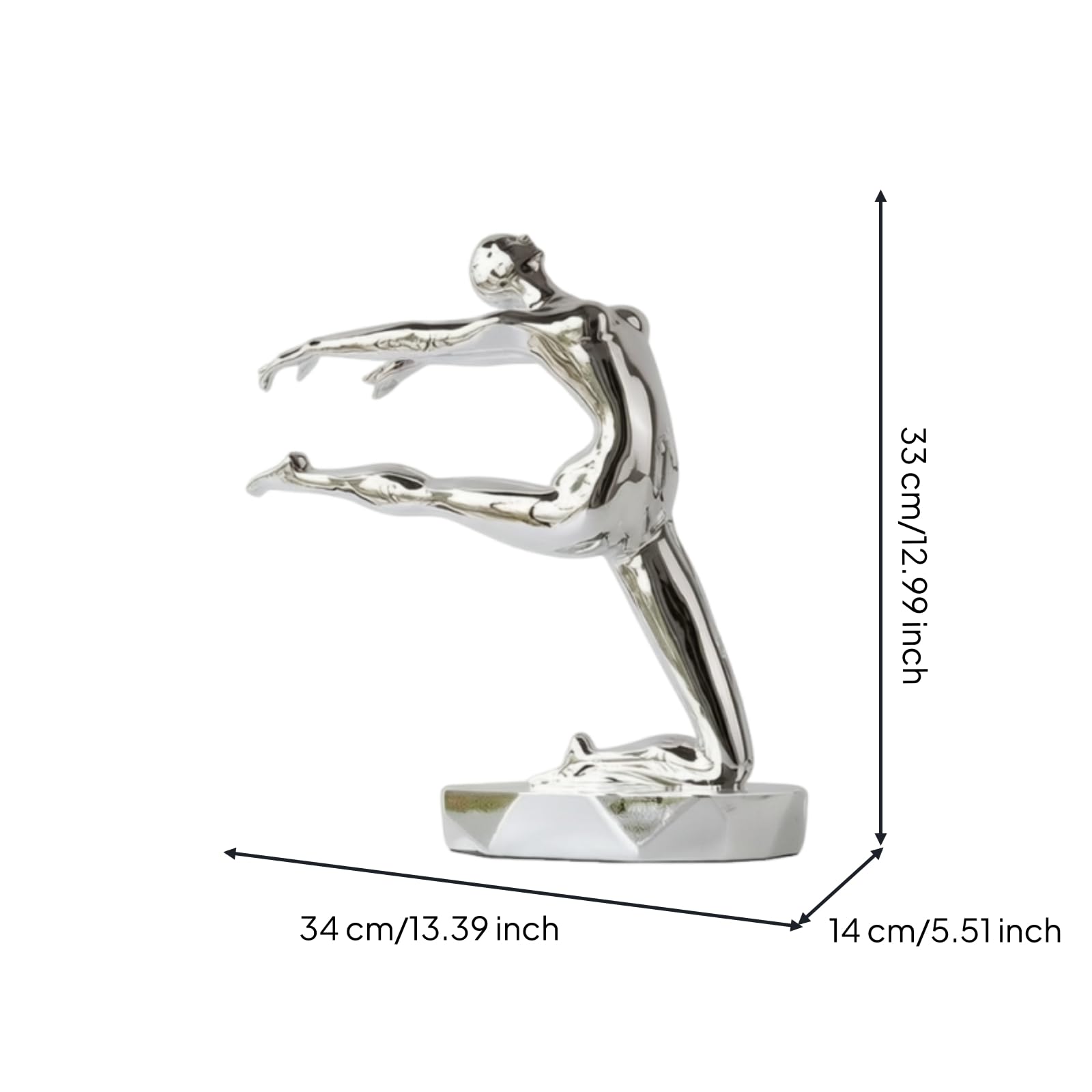 Statuetta Stilizzata Moderno Decorazione | Statua da Tavolo, Astratto, per Soggiorno, Studio, Libreria, Nero, 34x14x33cm
