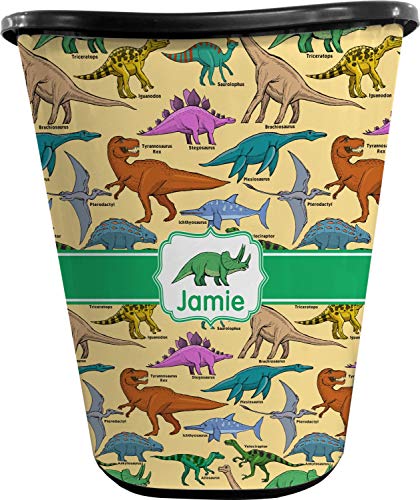 RNK Shops Personalized Dinosaurs Waste Basket - Single Sided (Black)