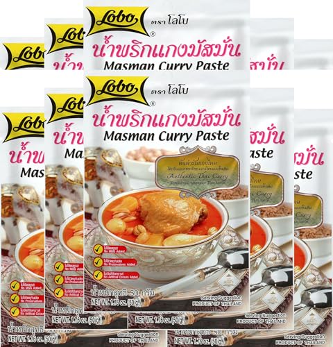 Lobo Masaman Curry Paste - No MSG, No Preservatives, No Artificial Colors (Pack of 10)