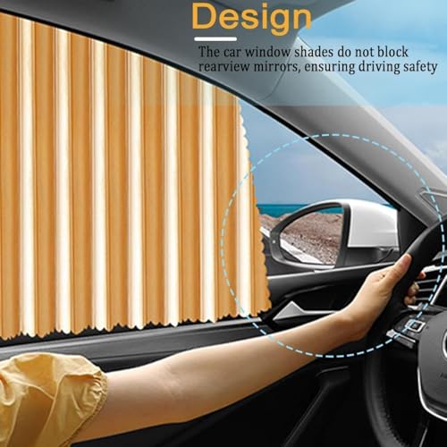 Image of 4pcs Magnetic Car Window Curtains, Car Side Window Privacy Cover, Cars Sun Shade Protector Windows, Car Curtain Window Slider, Removable - Keeps Cooler Screen (Cream)
