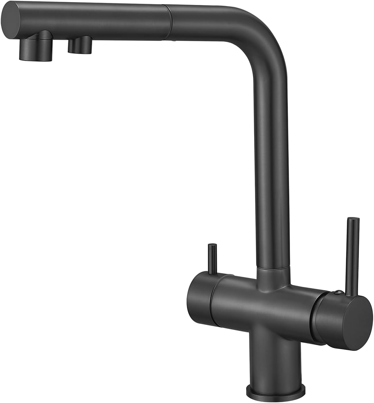 3 Way Kitchen Tap with Pull Out Hose Rotating Faucet 3 Way Water Filter Tap Kitchen Drinking Taps Sink Mixer Black