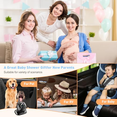 Image of USB Baby Car Camera Plug-Play,4.3 inch HD Night Vision Function Car Mirror Display,360 Rotation Rear Facing Baby Monitor with Camera Night Vision,Wide Clear View,Easily Observe The Baby's Move,Dark Black