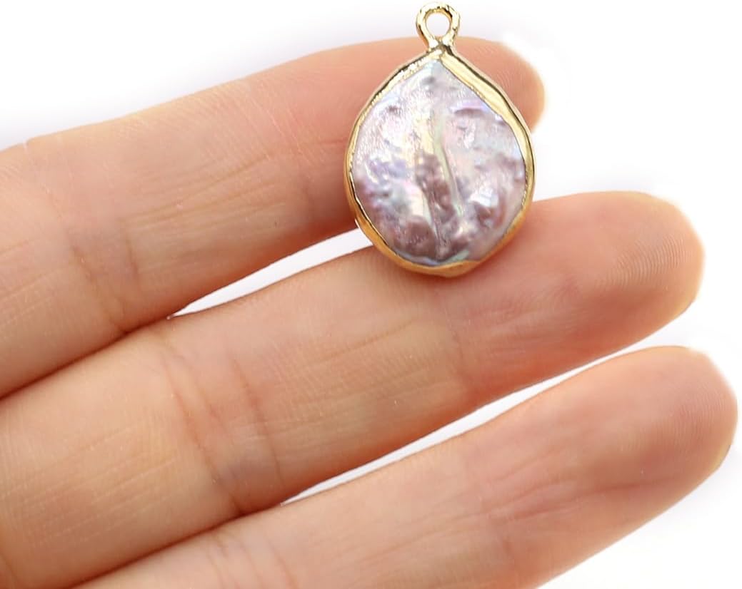 LE SKY 10 Pcs Natural Pearl Pendants Multiple Shapes Cultured Freshwater Pearl Charms for Jewelry Making Women Gift - Image 2