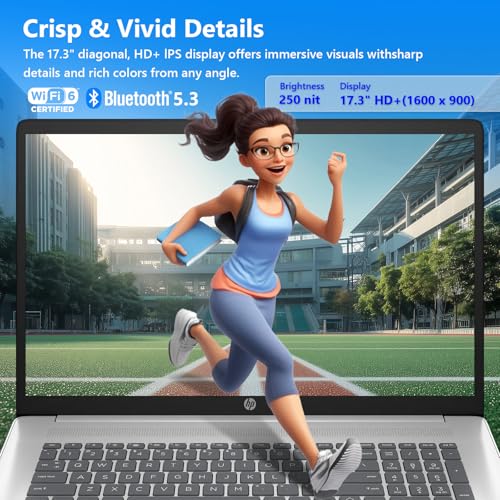 Image of HP 17 Laptop Computer for Business, 64GB RAM, 2TB SSD, Intel 10-Core i5-1334U, 17.3 inch HD+ Anti-Glare Display, Win11 Pro, Backlit Keyboard, Fingerprint, Numeric Keypad, 720p HD Camera, w /Accessories