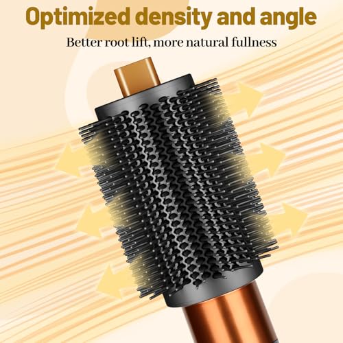 Image of 3-INCH Large Round Brush for Dyson Airwrap Attachments | 3Inch Large Barrel, Round Volumizing Brush, for Dyson Air wrap Attachment, Flexible Bristles for Volume Smooth Curling, Gold