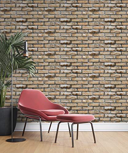 Image of DWELLSINDIA Bricks Self Adhesive Peel and Stick PVC Wallpaper Waterproof, Scratch Resistant, Laminated (41CM X 244CM, Brown, Matt)