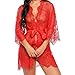 Tuopuda Mujer Bata Kimono Encaje Dormir Babydoll Camisón Malla y Tanga Conjunto...