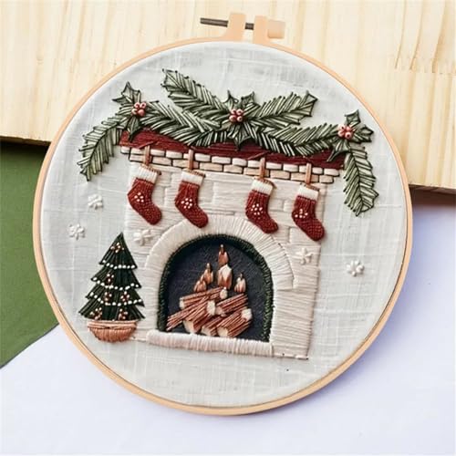 Image of Huacan Embroidery Kit for Beginners Adults, Easy Needlepoint Kits for Adults with Stamped Embroidery Patterns. (Chimney)