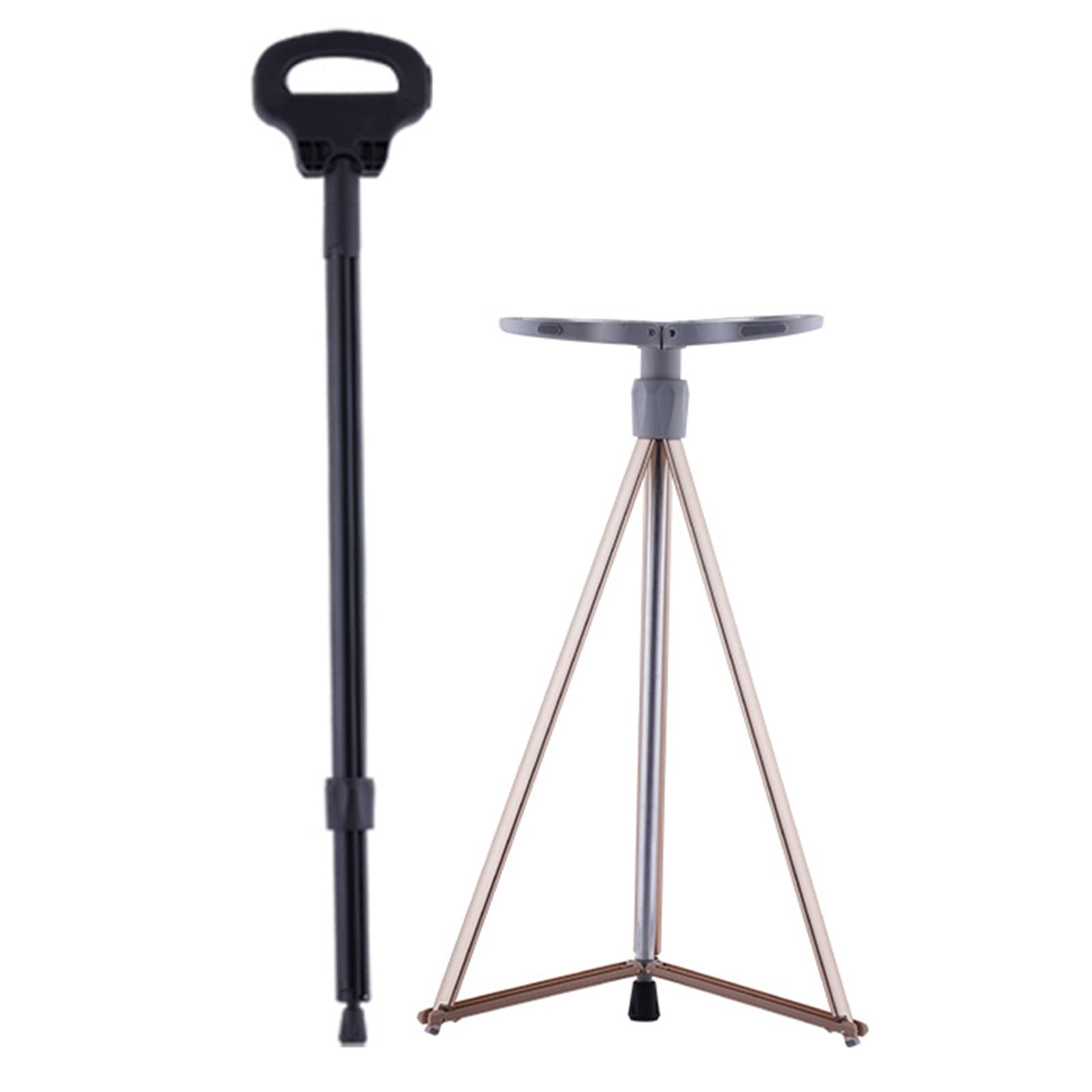 Sedile pieghevole per bastone, sedia per stampella regolabile in altezza con luce LED, sedile per bastone da passeggio in lega di alluminio antiscivolo, per anziani, disabili all'aperto, in attesa, in