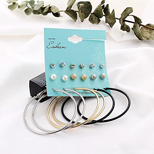 Image of Shining Diva Fashion Stylish Combo Design 6 Pairs Metal Earrings for Women and Girls (F12787er)