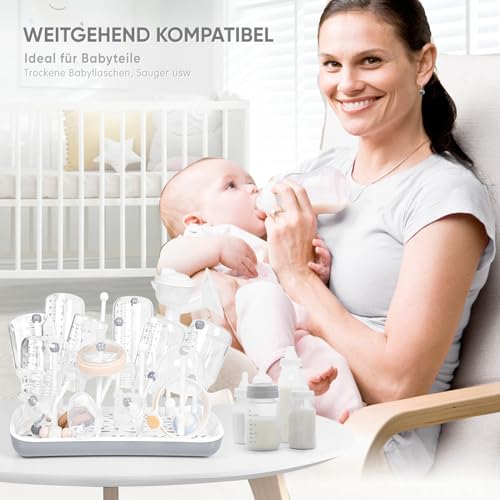 Termichy Trockenständer Babyflaschen, Abtropfgestell für Babyflaschen, Flaschen, grauSaugern, Bechern und Babyflaschen Zubehör, BPA-frei, Grau