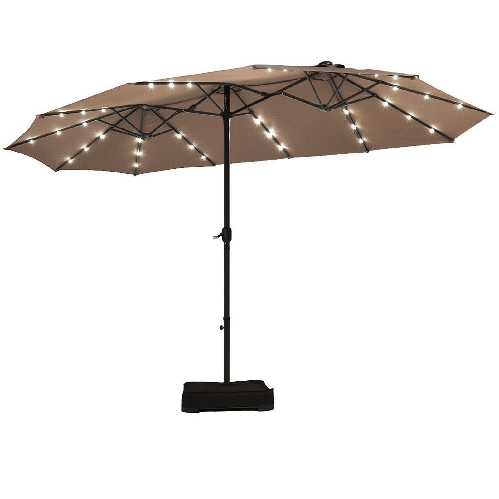 Sombrilla doble solar 4.6m con 36 LED para terraza exterior y jardín grande 7