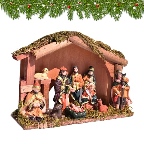 Ratpzou Figura del Belén Navideño | Decoración De Figuritas del Nacimiento De Jesús,Set De Belén De Madera para Navidad - para Interior Hogar Cocina Chimenea Mesita De Noche Escritorio Estante