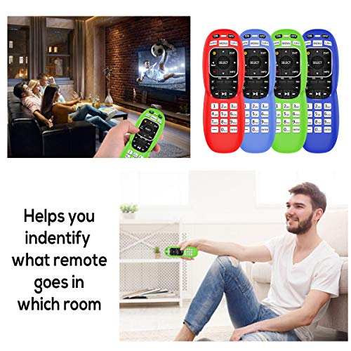 4 Pack Silicone Case For Directv Rc73 Remote Control,Anti Slip Protective Controller Cover Replacement With Lanyard Compatible With Directv Rc70,Rc70H,Rc71,Rc71H,Rc72,Rc73B-Glow Blue,Glow Green #TOP5