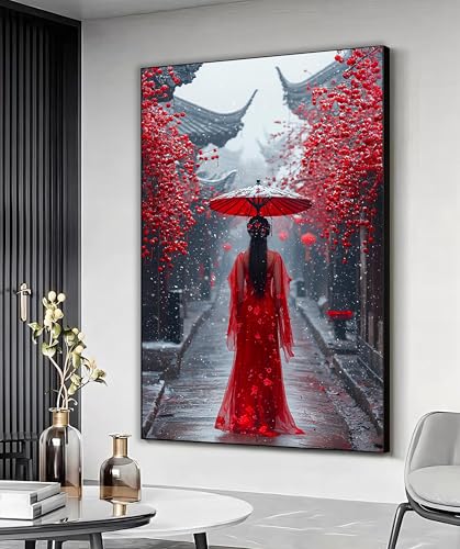 Art mural de femme japonaise pour salon zen et élégant