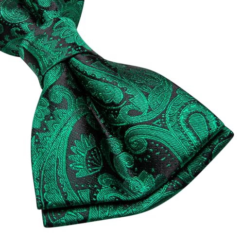 Image of Hi-Tie 5Pcs Mens Solid Color Silk Tie Satin Pretied Bowtie Lapel Pin for Men Handkerchief Cufflink Wedding Gift Box