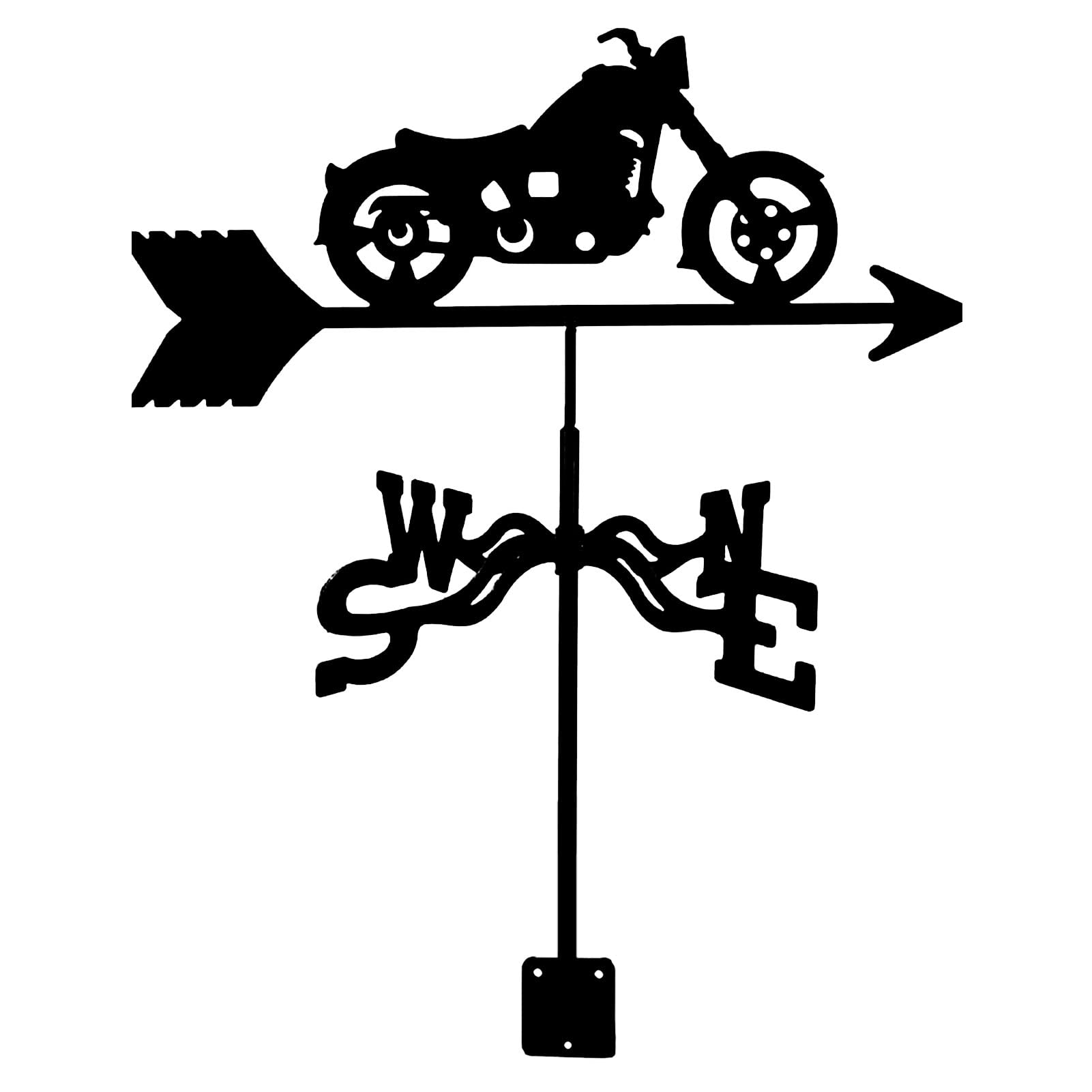 TAXXII Black Weathervane Motorcycle Shape Weather Vane for Roof Install Garden Iron weathervane Retro Wind Direction Indicator Outdoor Lawn Windmill Dome Decorations