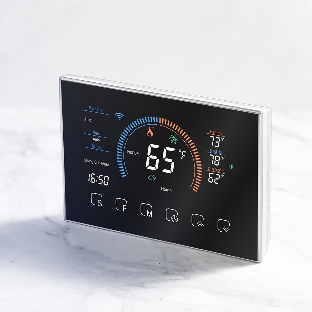 Intelligentes Thermostat für zu Hause, Programmierbarer Digitaler Thermostat, Energiesparend, C-Kabel-Adapter im Lieferumfang Enthalten, DIY-Installation
